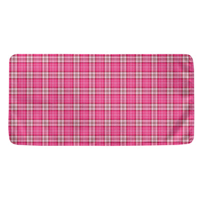 Pink And White Tartan Pattern Print Towel