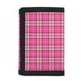 Pink And White Tartan Pattern Print Trifold Wallet