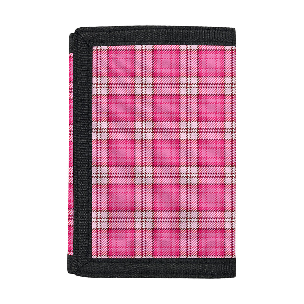 Pink And White Tartan Pattern Print Trifold Wallet