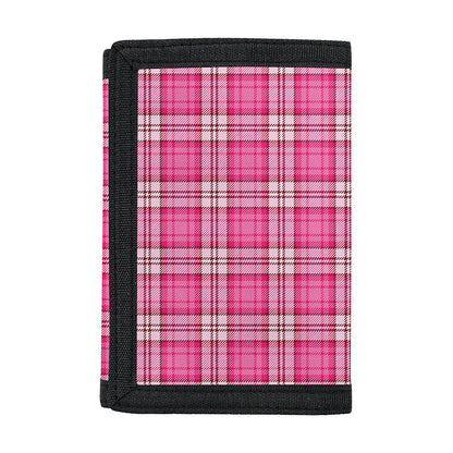 Pink And White Tartan Pattern Print Trifold Wallet