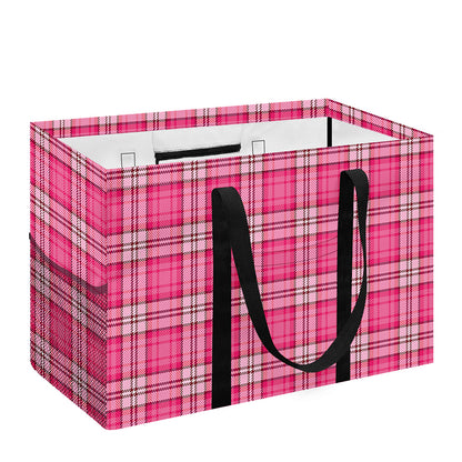 Pink And White Tartan Pattern Print Utility Tote Bag