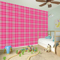 Pink And White Tartan Pattern Print Wall Sticker