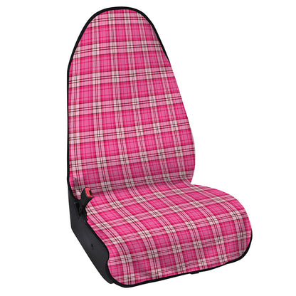 Pink And White Tartan Pattern Print Waterproof Car Seat Cover