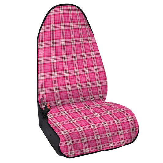 Pink And White Tartan Pattern Print Waterproof Car Seat Cover