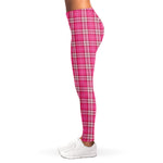 Pink And White Tartan Pattern Print Women's Leggings