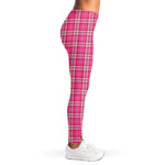 Pink And White Tartan Pattern Print Women's Leggings