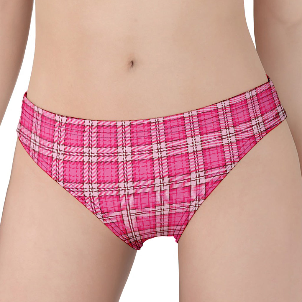 Pink And White Tartan Pattern Print Women's Panties