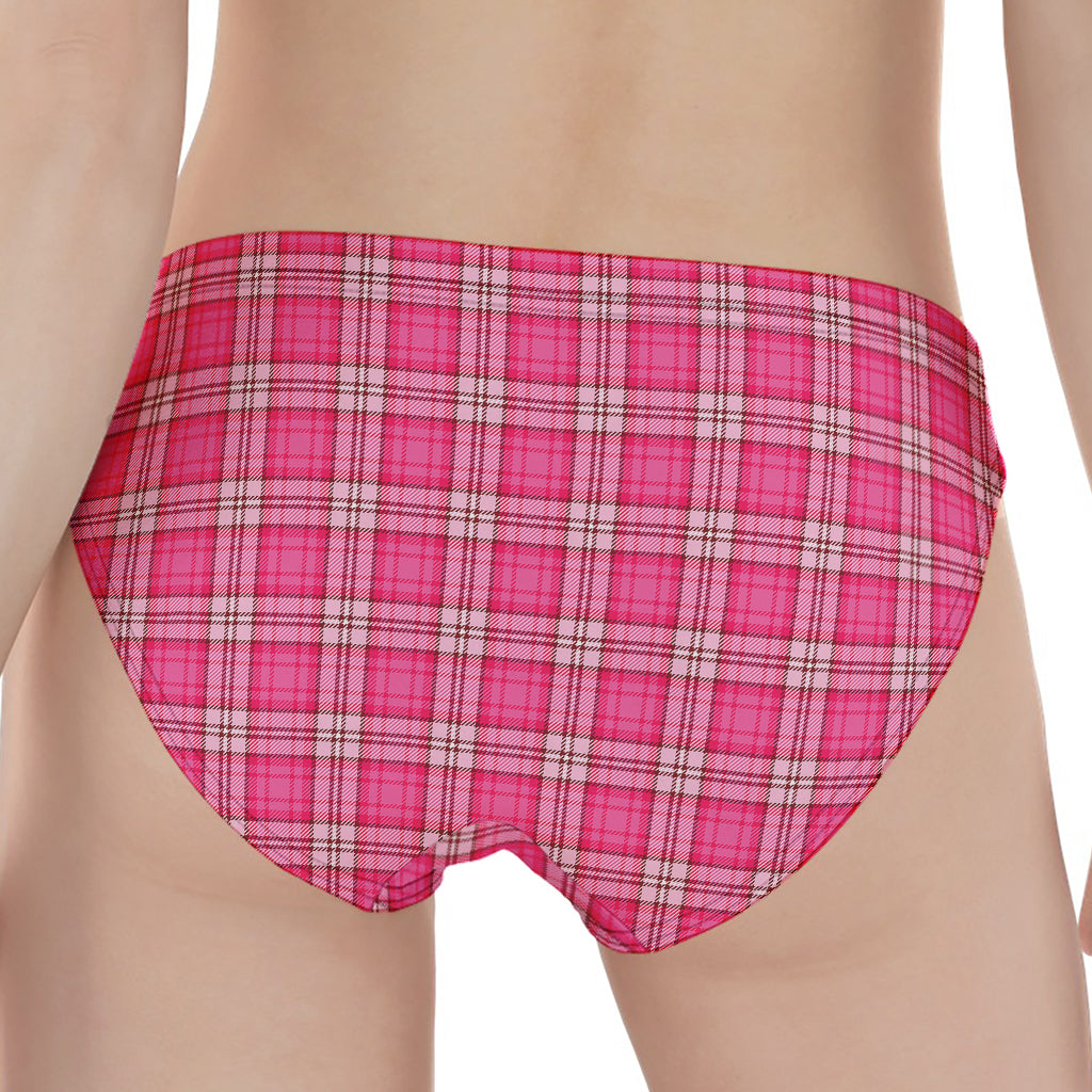 Pink And White Tartan Pattern Print Women's Panties