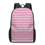 Pink And White Zigzag Pattern Print 17 Inch Backpack