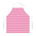 Pink And White Zigzag Pattern Print Adjustable Apron