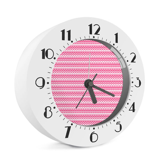 Pink And White Zigzag Pattern Print Alarm Clock