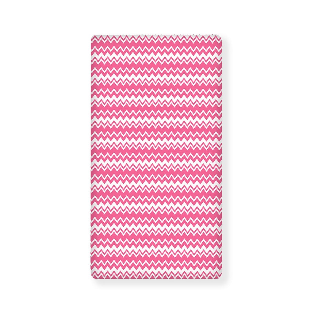 Pink And White Zigzag Pattern Print Baby Crib Sheet