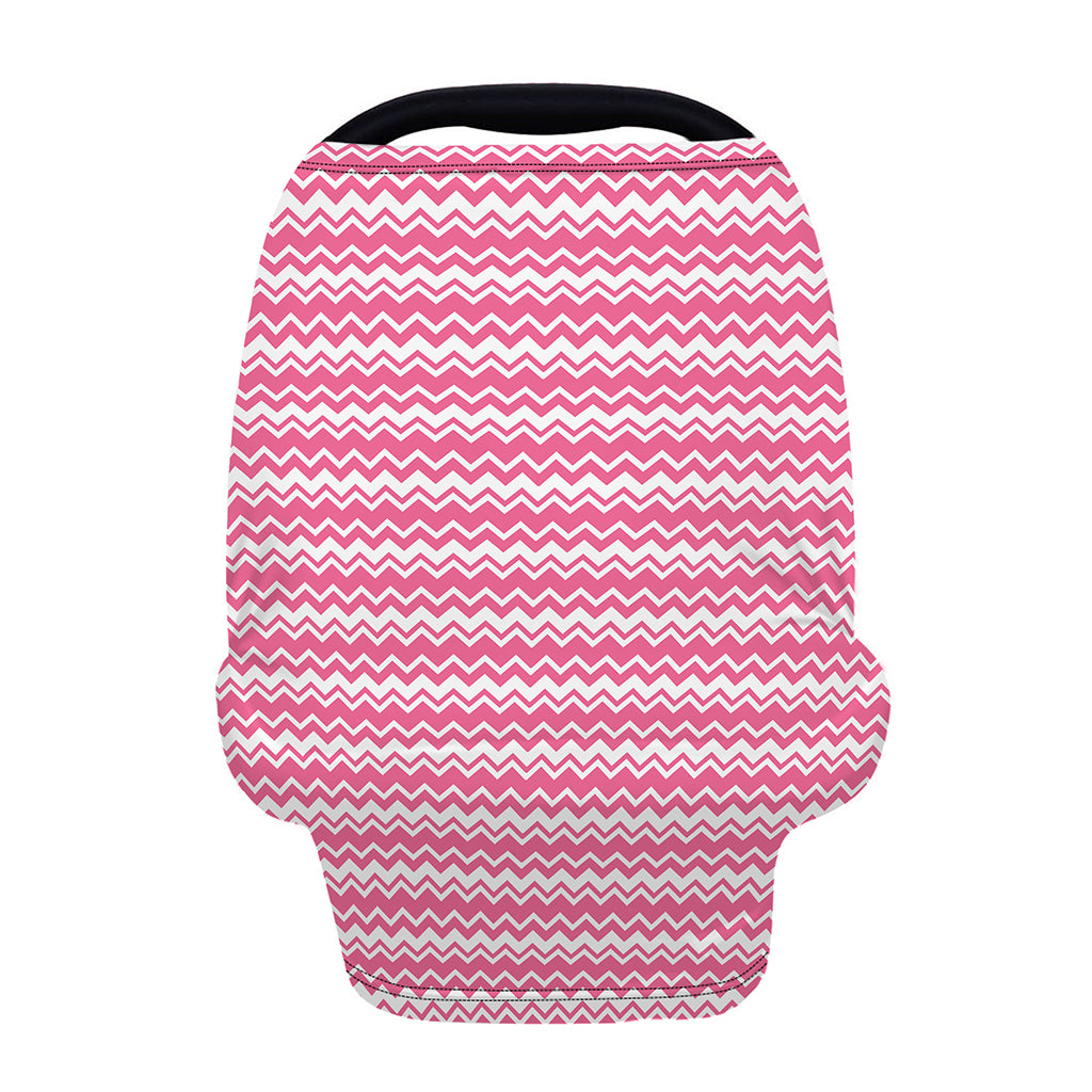Pink And White Zigzag Pattern Print Baby Seat Cover