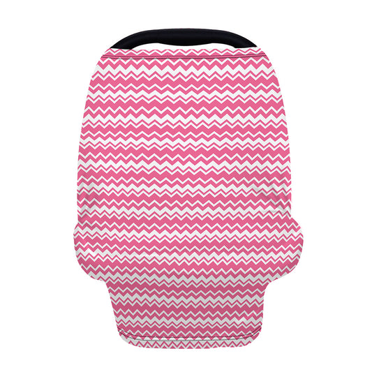 Pink And White Zigzag Pattern Print Baby Seat Cover