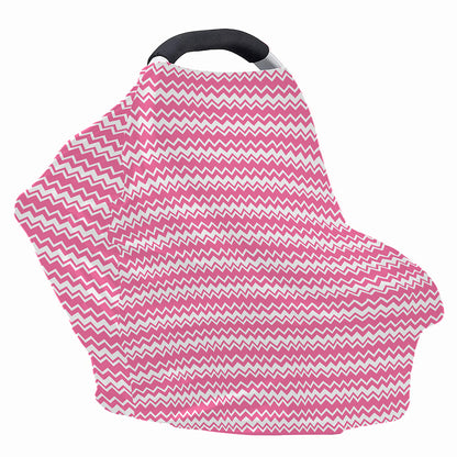 Pink And White Zigzag Pattern Print Baby Seat Cover