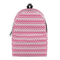 Pink And White Zigzag Pattern Print School Backpack