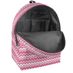 Pink And White Zigzag Pattern Print Backpack
