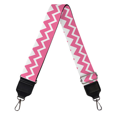 Pink And White Zigzag Pattern Print Bag Strap