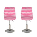 Pink And White Zigzag Pattern Print Bar Stool Covers