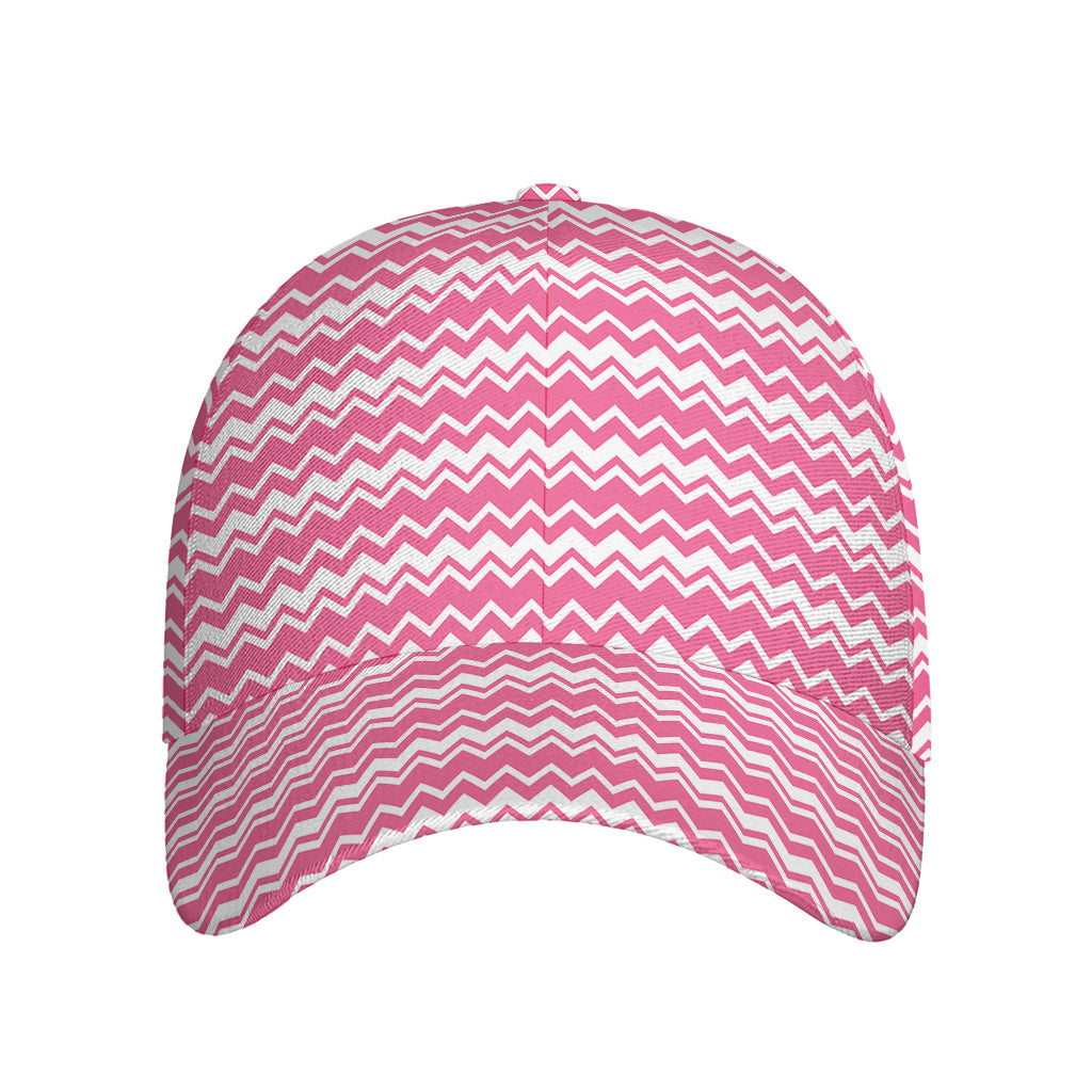 Pink And White Zigzag Pattern Print Baseball Cap