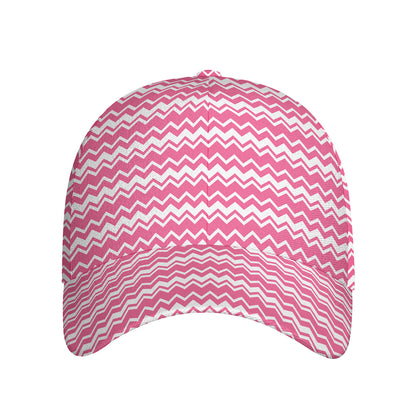 Pink And White Zigzag Pattern Print Baseball Cap