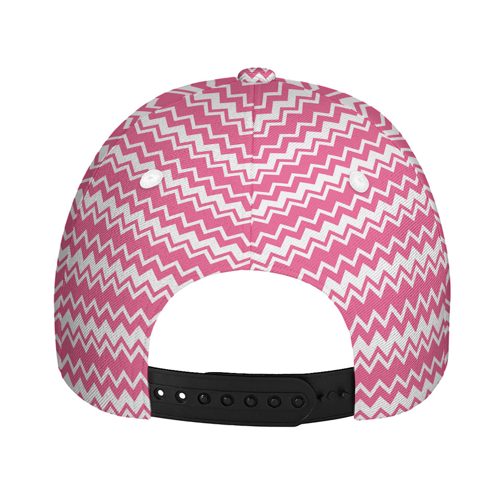 Pink And White Zigzag Pattern Print Baseball Cap
