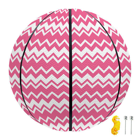 Pink And White Zigzag Pattern Print Basketball
