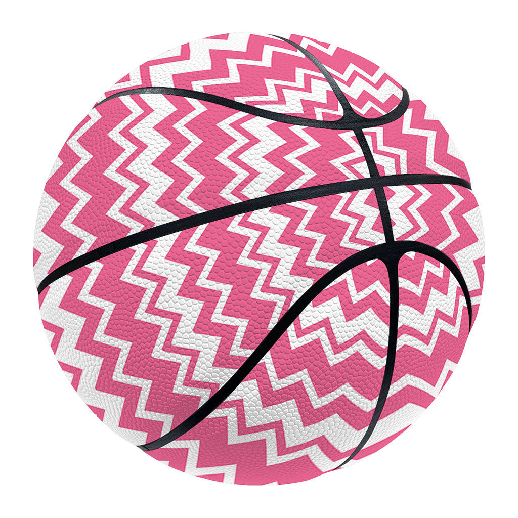 Pink And White Zigzag Pattern Print Basketball