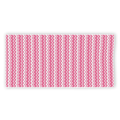 Pink And White Zigzag Pattern Print Beach Towel