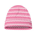 Pink And White Zigzag Pattern Print Beanie