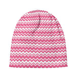 Pink And White Zigzag Pattern Print Beanie