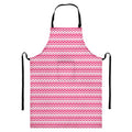 Pink And White Zigzag Pattern Print Bib Apron With Pocket