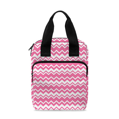Pink And White Zigzag Pattern Print Bible Tote Bag