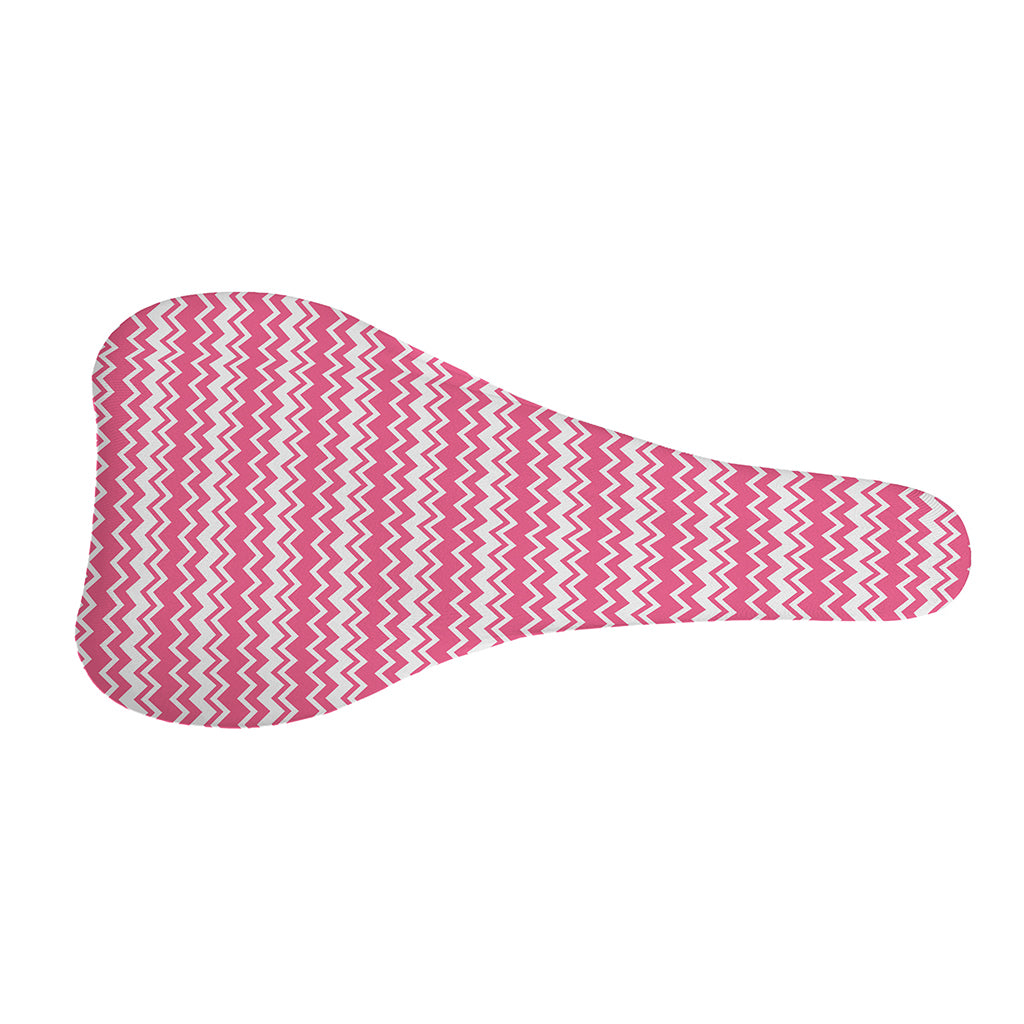 Pink And White Zigzag Pattern Print Bicycle Seat Cover