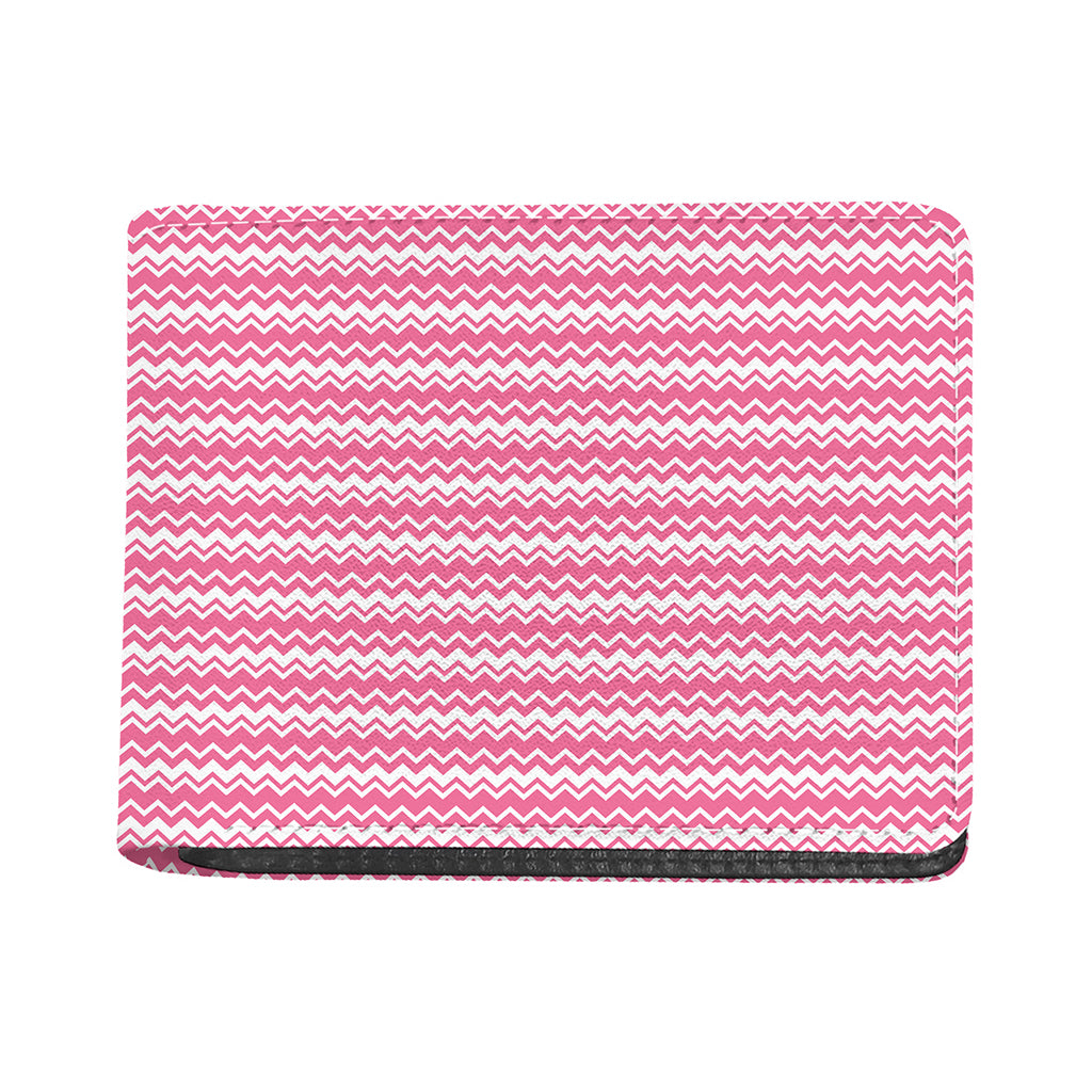 Pink And White Zigzag Pattern Print Bifold Wallet