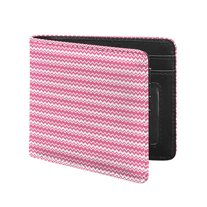 Pink And White Zigzag Pattern Print Bifold Wallet
