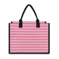 Pink And White Zigzag Pattern Print Canvas Tote Bag