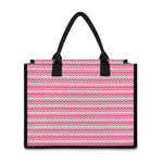 Pink And White Zigzag Pattern Print Canvas Tote Bag