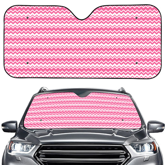 Pink And White Zigzag Pattern Print Car Windshield Sun Shade