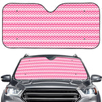 Pink And White Zigzag Pattern Print Car Windshield Sun Shade