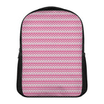 Pink And White Zigzag Pattern Print Casual Backpack