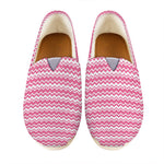 Pink And White Zigzag Pattern Print Casual Shoes
