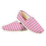 Pink And White Zigzag Pattern Print Casual Shoes