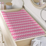Pink And White Zigzag Pattern Print Changing Pad Cover