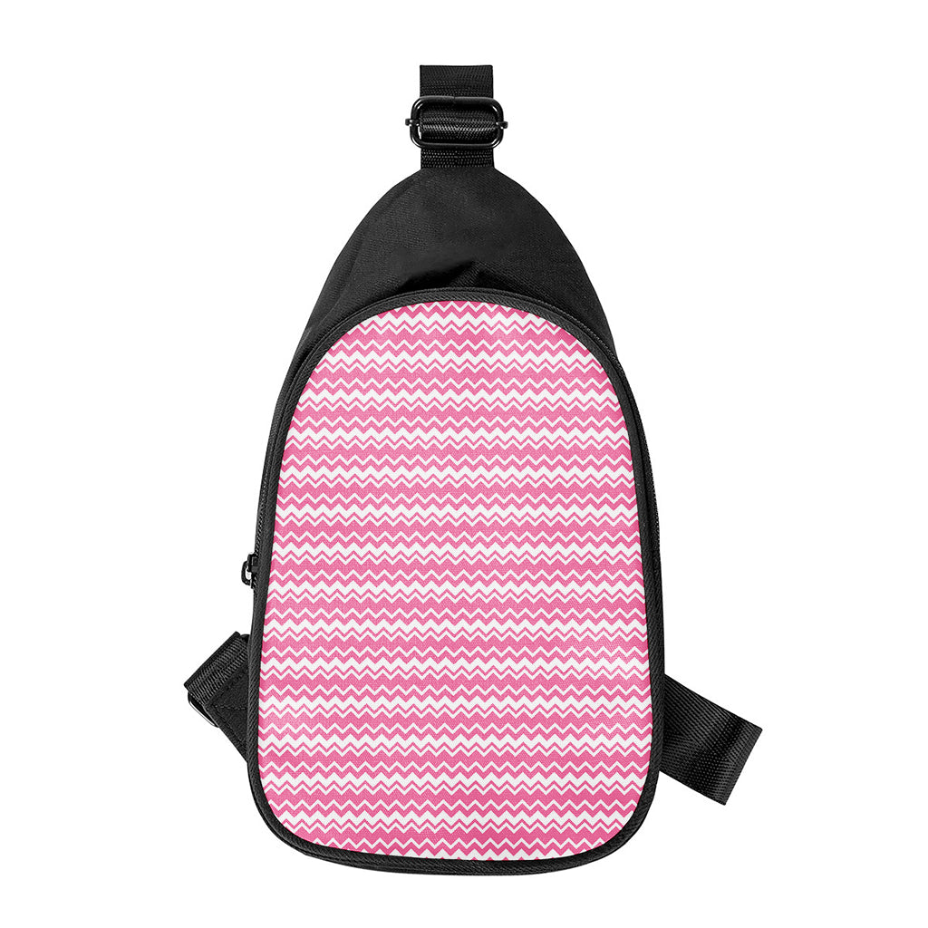 Pink And White Zigzag Pattern Print Chest Bag