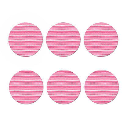 Pink And White Zigzag Pattern Print Coaster Set