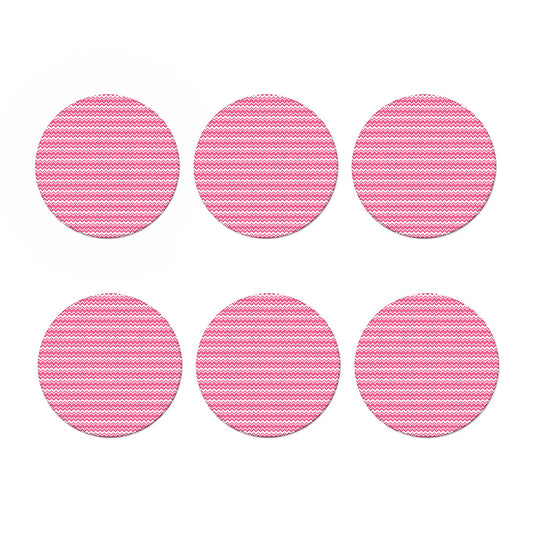 Pink And White Zigzag Pattern Print Coaster Set