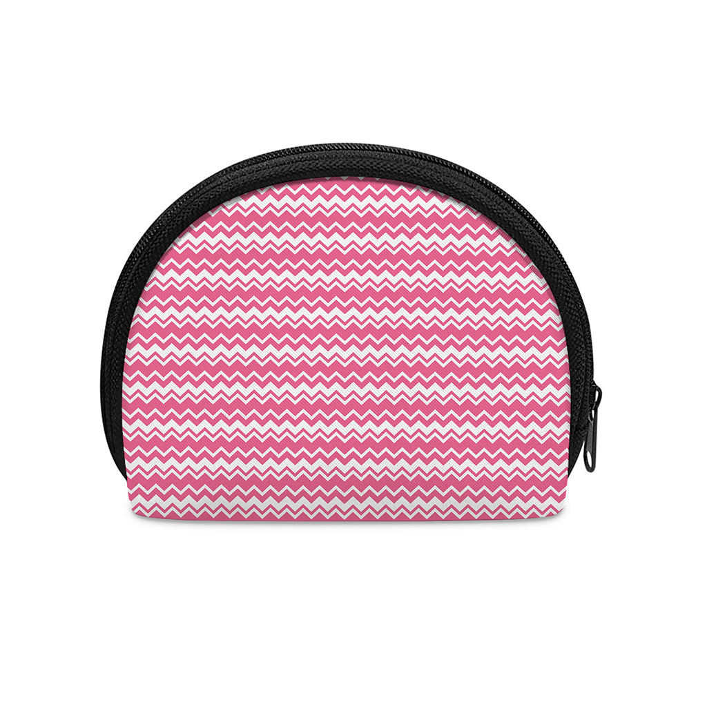 Pink And White Zigzag Pattern Print Coin Purse