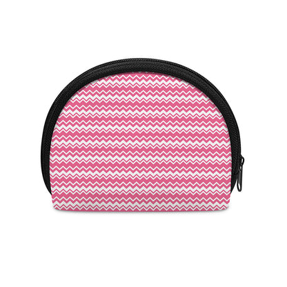 Pink And White Zigzag Pattern Print Coin Purse