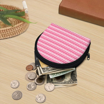 Pink And White Zigzag Pattern Print Coin Purse